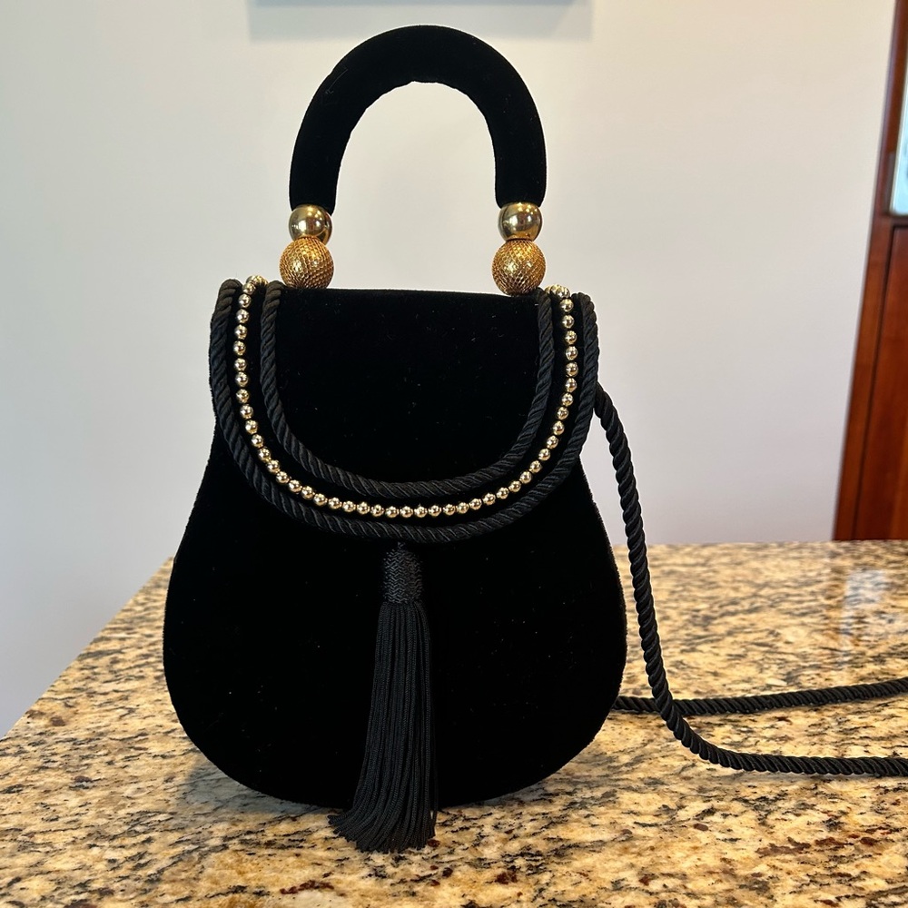 Elegant Black Velvet Handbag